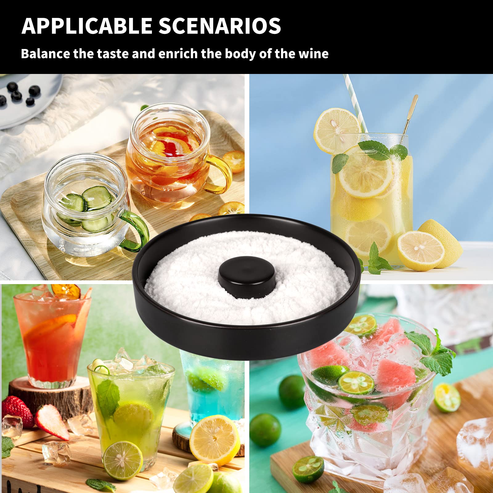 Hewomate Margarita Salt Rimmer, 2 Pack Ceramic Salt Rimmer for Cocktails, Sugar Glass Rimmer for Tajin Seasoning, Home Bar Accessories, Fits Up to 5.5" Wide Glasses, Black