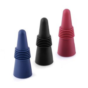 wine stoppers for wine bottles, silicone reusable wine, champagne & beverage bottle stopper with grip top. keeps wine fresh, reusable wine cork - great for weddings & events. (variety)