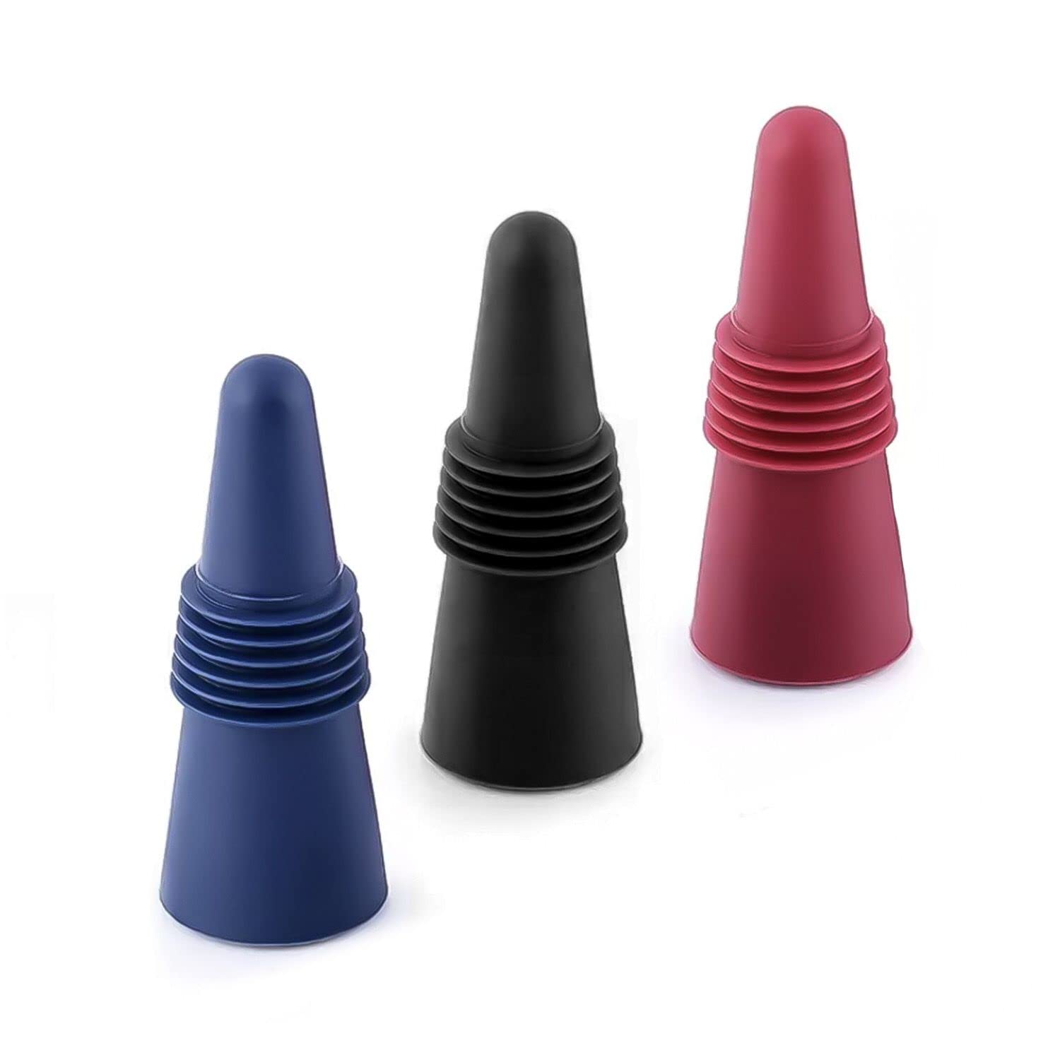 Wine Stoppers for Wine Bottles, Silicone Reusable Wine, Champagne & Beverage Bottle Stopper with Grip Top. Keeps Wine fresh, Reusable Wine Cork - Great for Weddings & Events. (Variety)