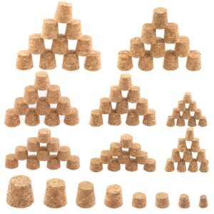 keadic 120 pcs 8 sizes wooden tapered cork plug assortment set soft wood wine bottle corks stoppers replacement for wine and beer