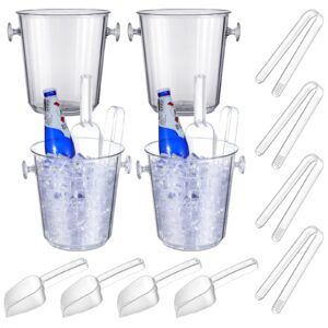 irenare 12 pcs acrylic ice buckets for parties 3.5 l plastic clear wine bucket with plastic ice scoop and tongs bottle drink cooler tub ice cube bucket kits champagne wine beer beverage (12 pcs)