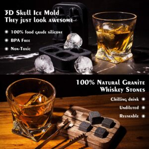 Whiskey Gifts for Men, Whiskey Stones Gift Set，10 OZ Whiskey Glasses Set of 2 + Man Crates, Scotch Bourbon Gifts for Him Husband Dad Birthday/Anniversary/Father's Day