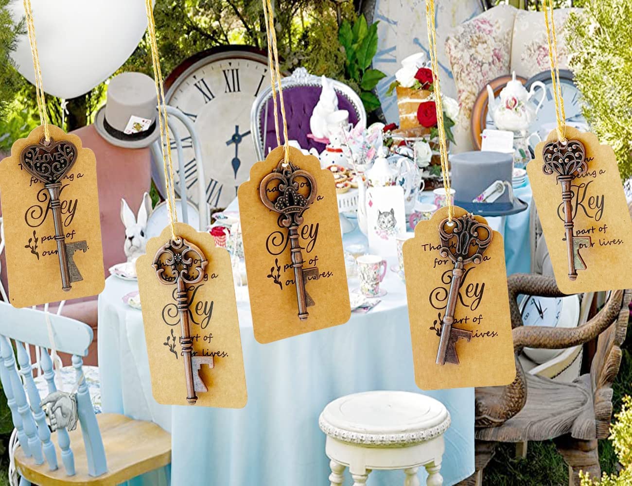 100 PCS Key Bottle Openers,Vintage Skeleton Key Bottle Openers for Wedding Favors,Wedding Party Gifts Souvenirs Decorations for Guests Bridal Shower Favors Bulk (Red copper)