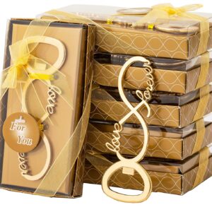 24 Pcs Love Forever Bottle Openers for Wedding Party Bridal Shower Favors Decorations Gifts or Souvenirs for Guests with Individual Gift Package (24, gold)…