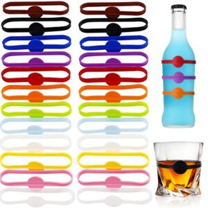 minsoda stretchable drink markers 24pcs, wine glass markers, drink identifiers for glasses cup, beer bottle, mug, jar, cocktail glass, drink labels for party
