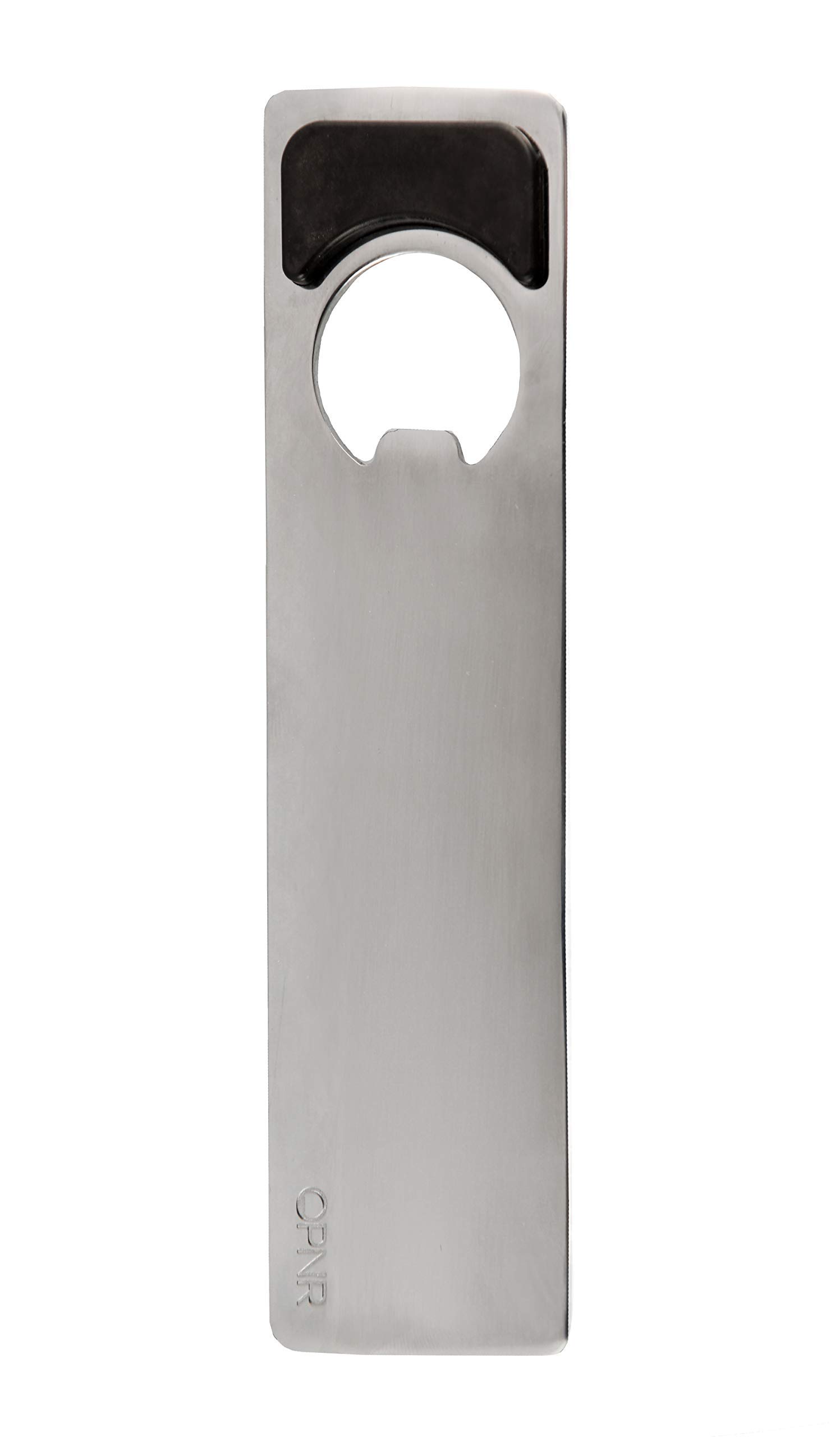 OPNR Bottle Opener with Magnetic Lid Catch, Beer, Soda, Home Bar, or Bartender Use | Catch caps, stick on fridge! | Heavy-Duty Stainless-Steel | Manual, Handheld Operation | Portable (BRUSHED)