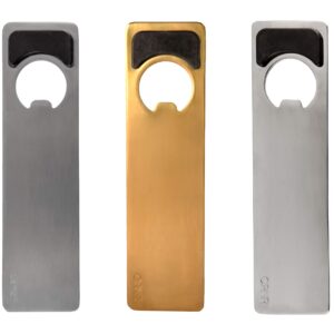 OPNR Bottle Opener with Magnetic Lid Catch, Beer, Soda, Home Bar, or Bartender Use | Catch caps, stick on fridge! | Heavy-Duty Stainless-Steel | Manual, Handheld Operation | Portable (BRUSHED)