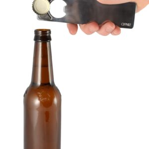 OPNR Bottle Opener with Magnetic Lid Catch, Beer, Soda, Home Bar, or Bartender Use | Catch caps, stick on fridge! | Heavy-Duty Stainless-Steel | Manual, Handheld Operation | Portable (BRUSHED)