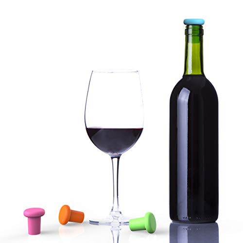 Bakerpan Silicone Wine Stoppers for Wine Bottles, Wine Bottle Stopper, Reusable Wine Corks - Set of 4