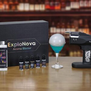ExploNova Cocktail Smoke Gun, Vapour Blaster Cocktail Bubble Smoke Gun with 5-Flavour Aroma Liquid and Edible Bubble for Food and Drink,Whiskey,Bourbon,Rum, Bar/Home Use, Gift for Father/Husband