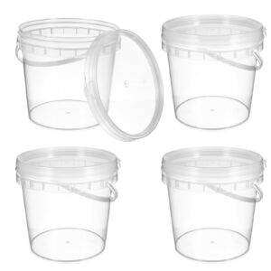 ganazono 4pcs 2l ice cream bucket with handle reusable round food storage bucket ice bucket summer jelly cold drink juice bucket