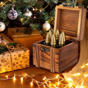 Chouggo Bullet Whiskey Stones with Vintage Wooden Case, Stainless Steel Ice Cubes, Whiskey Gift Set for Men, Dad, Husband, Boyfriend