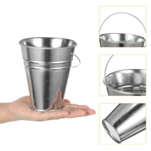 12 Pcs Galvanized Bucket with 12 Pcs Clear Plastic Ice Scoop 20.3 oz Metal Beer Bucket with Handle Metal Pail Mini Toy Container 16 Pcs Blackboard Sticker for Candy Popcorn Snacks Party Supplies