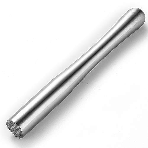 JXS 7.3" 18.5MM Stainless Steel Cocktail Muddler, Sturdy Dishwasher Safe Perfect Kitchen Gadget