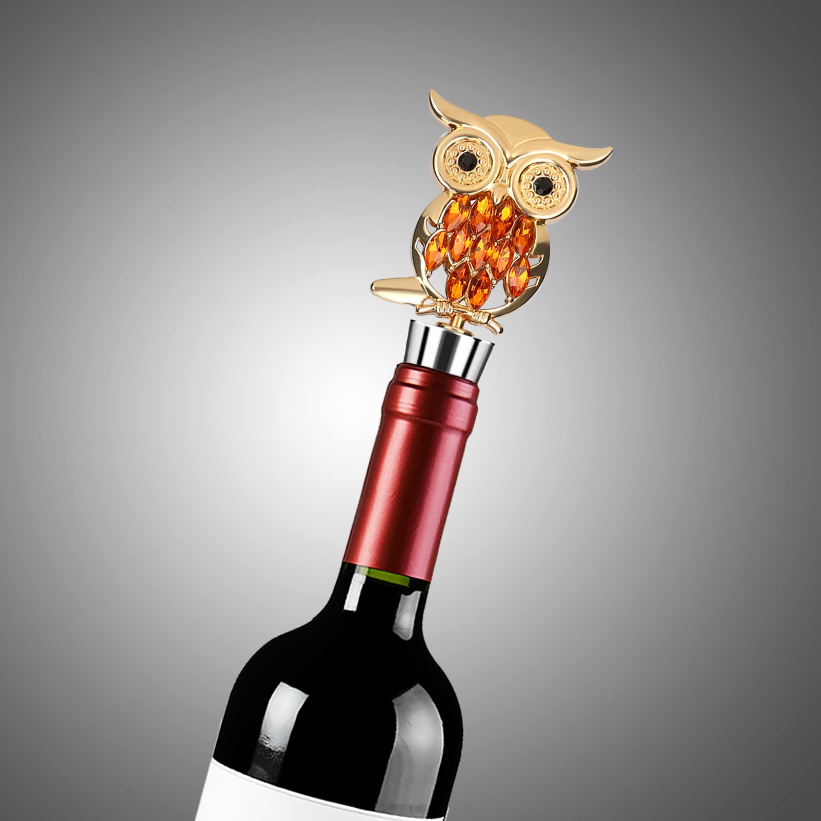 Stainless Steel Owl Wine Bottle Stopper for Bar,Kitchen,Holiday Party, Wedding - Seal Bottle to Preserve & Prevent Oxidation - Owl Gift