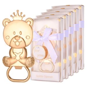 24 packs baby shower favors for guests bulk cute baby bear shape bottle opener with gift boxes for baby boy or girl party souvenirs or decorations (white box)