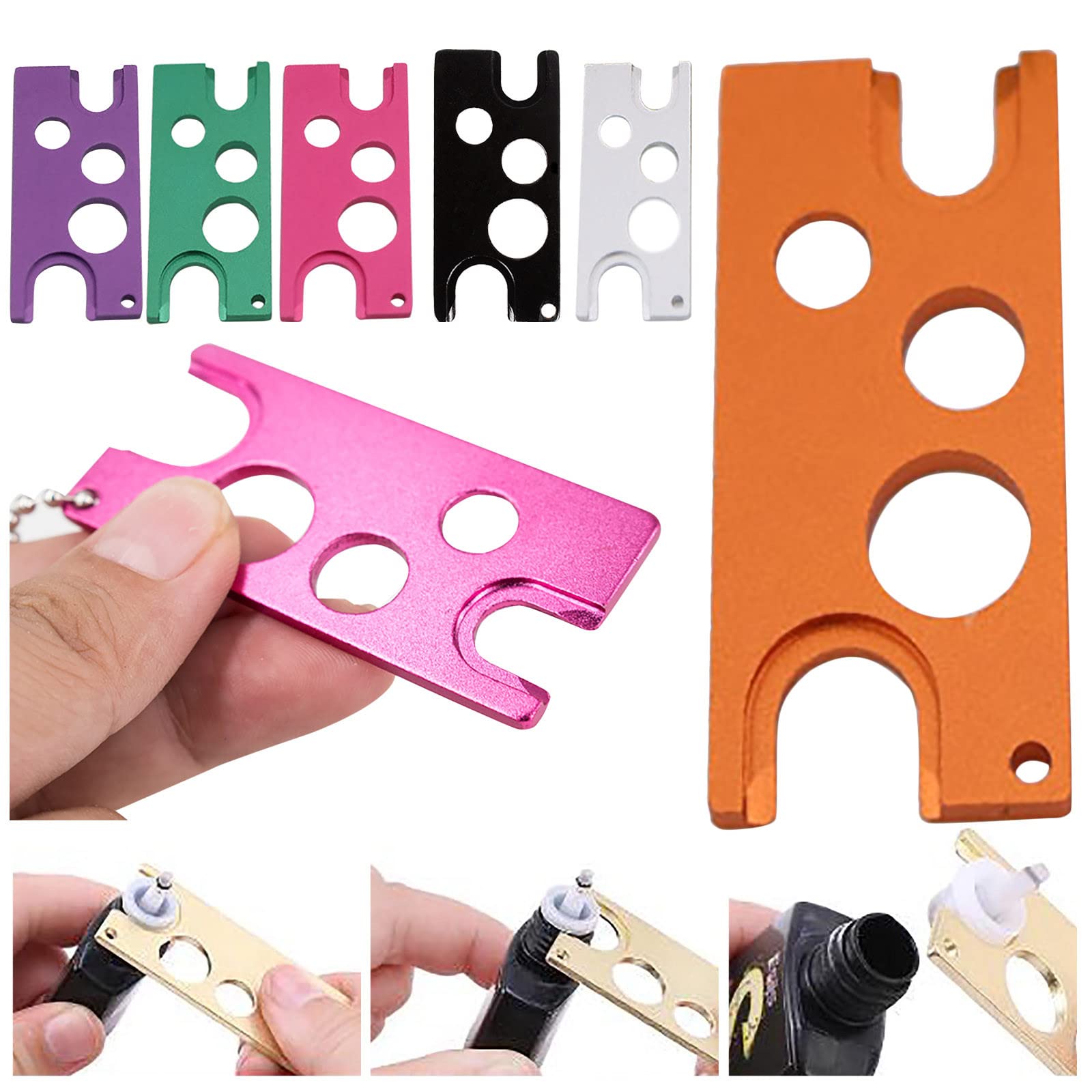 Essential Oils Opener Key Tool Set (Multi-Colored) The Perfect Opener and Remover Accessory for Roller Balls and Caps on Most Bottles,Universal Metal Key Tool Opener and Remover (Pink)