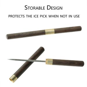 HAKCHERT Ice Picks with Safety Wooden Handle Set.Ice Picks for Breaking Ice.Ice Pick Tool.Ice Picks for Kitchen.Kitchen Tool.Ball Crusher.Crushed Ice.Ice Crusher.Ice Pick Self Defense. (2 in 1)