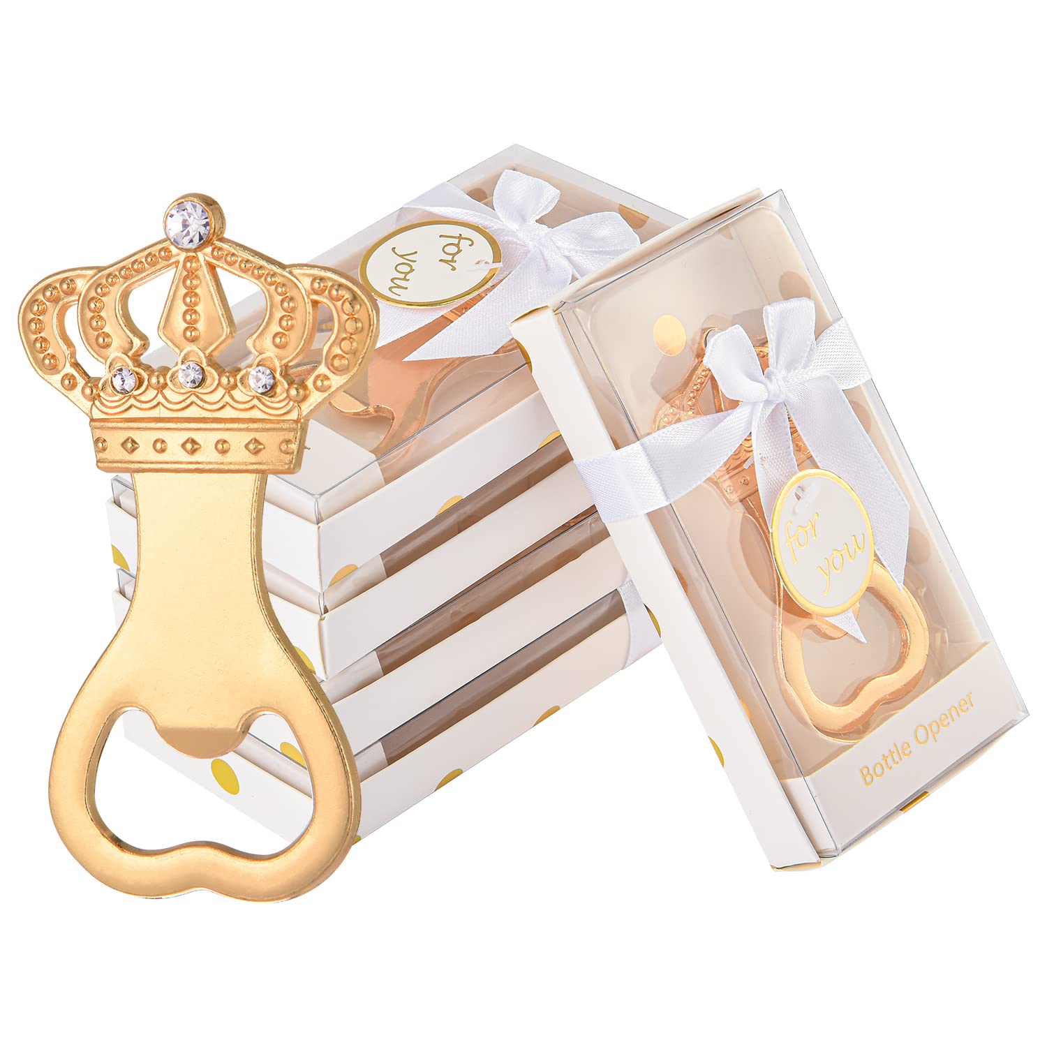 YKLIGTN 24Packs White Crown Bottle Openers for Baby Shower Favors Return Gifts or Wedding & Birthday Decorations Bridal Souvenirs for Guests