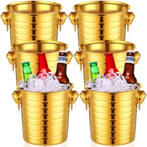 pinkunn 6 pack gold stainless steel champagne bucket 3 qt metal ice bucket double wall wine bucket with handles party beverage chiller for champagne beer cocktail wine drinks home bar accessories