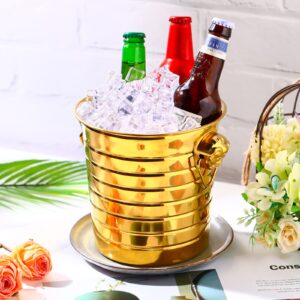 Pinkunn 6 Pack Gold Stainless Steel Champagne Bucket 3 Qt Metal Ice Bucket Double Wall Wine Bucket with Handles Party Beverage Chiller for Champagne Beer Cocktail Wine Drinks Home Bar Accessories