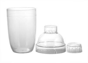 3-piece plastic mixing shakers - clear - 6 ounce