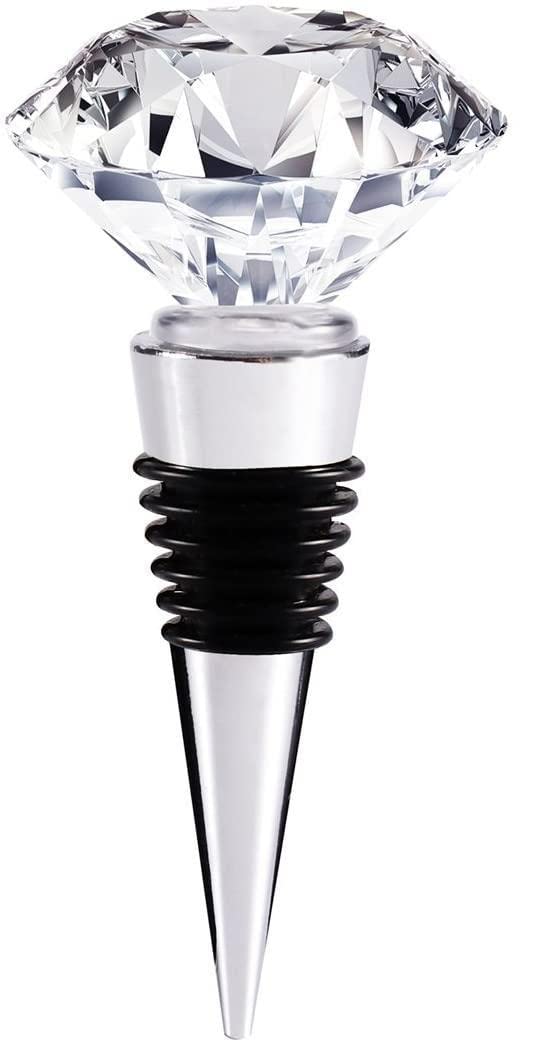 Shuiniba Decorative Crystal Wine and Beverage Bottle Stopper for Wine,Made of Zinc Alloy and Glass,Reusable Plug with Gift Box (1pcs Crystal)