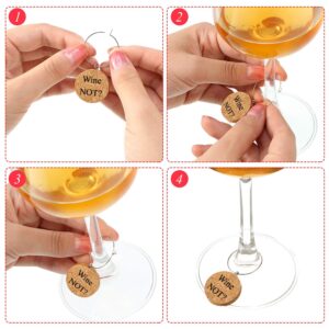 12 Pieces Wine Glass Charms Markers Drink Markers for Wine Glass Champagne Flutes Cocktails, Martinis (Wooden, 12 Pieces)