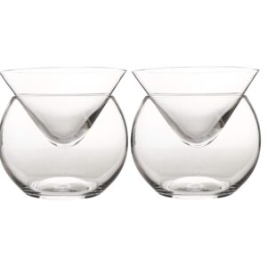 DUEBEL Glass Caviar Chiller Server Set of 2 – Universal Martini, Wine, Liquor Shrimp Cocktail Chiller Cups Set of 2