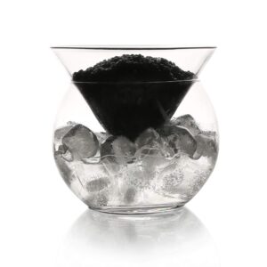 DUEBEL Glass Caviar Chiller Server Set of 2 – Universal Martini, Wine, Liquor Shrimp Cocktail Chiller Cups Set of 2