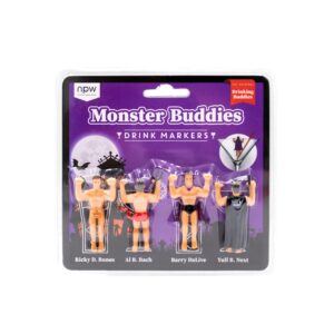 Drinking Buddies NPW Monster Reusable Drink Markers - Original Wine Glass Charms for Parties - Halloween Party, Girls' Nights & More, Spooky Charms for Halloween, Novelty Gifts (4 Count)