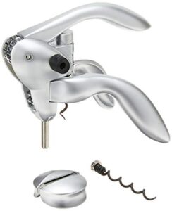 houdini lever corkscrew with foil cutter and extra spiral (silver)