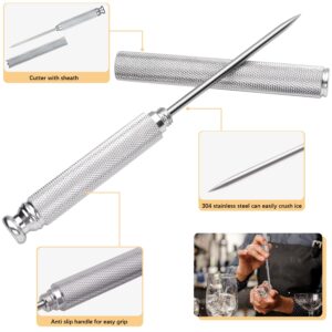 JINBAZO Ice Pick with Safety Cover, Aluminium Alloy Handle Stainless Steel Knife With Pick Tool for Breaking Ice, Non-slip Antiskid Handle for Easy to Grip (Silver)