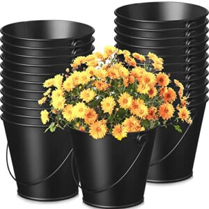 24 packs 4.1 x 4.7 inch metal buckets with handle small iron pail metal buckets for party black bucket for plant candy crafts vase favor mini toy container school storage and party supplies