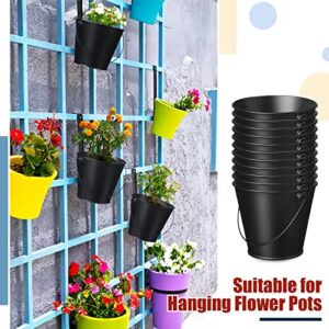 24 Packs 4.1 x 4.7 Inch Metal Buckets with Handle Small Iron Pail Metal Buckets for Party Black Bucket for Plant Candy Crafts Vase Favor Mini Toy Container School Storage and Party Supplies