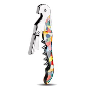 wafjamf 2 packs professional waiter corkscrew wine opener with foil cutter, wine key for servers, bartender, manual bottle opener double hinged, perfect for bars,restaurants,party（colorful dot）