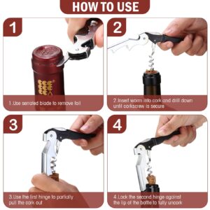 Honoson Wine Keys Opener Black Travel Corkscrew Wine Opener Waiter Corkscrew Wine Opener Beer Bottle Opener Bartender Key Wine Opener for Home Office Kitchen Restaurant Bar Applications (24 Pieces)