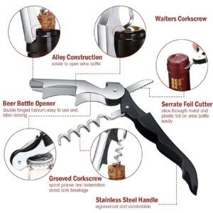 Honoson Wine Keys Opener Black Travel Corkscrew Wine Opener Waiter Corkscrew Wine Opener Beer Bottle Opener Bartender Key Wine Opener for Home Office Kitchen Restaurant Bar Applications (24 Pieces)