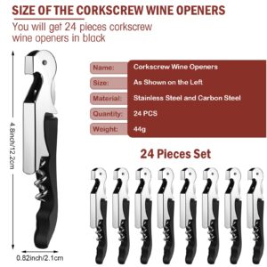 Honoson Wine Keys Opener Black Travel Corkscrew Wine Opener Waiter Corkscrew Wine Opener Beer Bottle Opener Bartender Key Wine Opener for Home Office Kitchen Restaurant Bar Applications (24 Pieces)