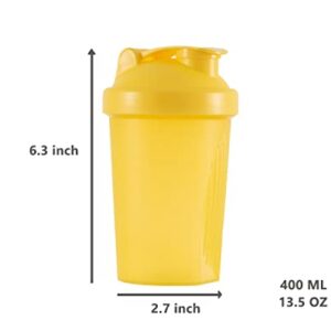 GAISHION Shaker Bottle Protein Shakes and 16-Ounce/400ML Shaker Bottle with Whisk Balls,Free of BPA plastic (Black+Yellow(2PCS))