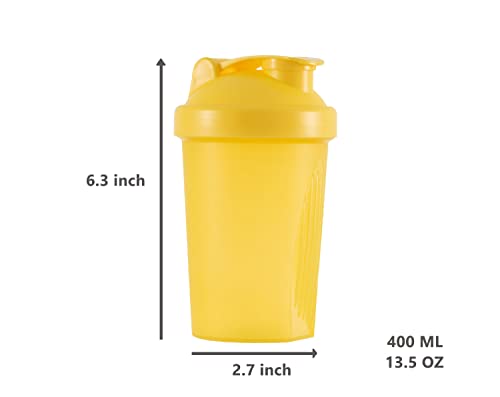 GAISHION Shaker Bottle Protein Shakes and 16-Ounce/400ML Shaker Bottle with Whisk Balls,Free of BPA plastic (Black+Yellow(2PCS))