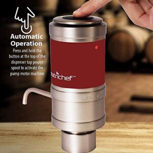 NutriChef Wine Dispenser, Automatic Electric Wine Aerator Pourer w/ Metal Decanter Spout for Red and White Wine Small