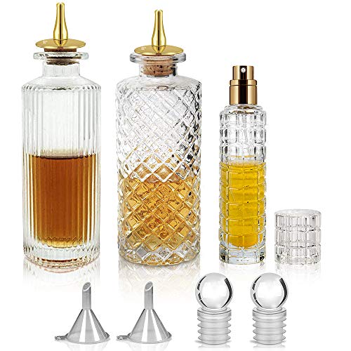 Bitters Bottle and Cocktail Atomizer - Classic Design Glass Bottles with to Add Bitters for Cocktails and Vermouth Bitters Spray Bottle 1oz,Ideal Bartender Gifts Home Bar Accessories