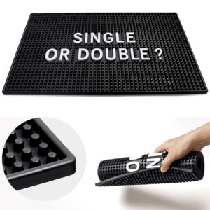 Black Bar Mat for Home Bar Man Cave Decorations - 17.5'' x 11.8'' Heavy Duty Rubber Bar Service Spill Mat, Drip Mat for Countertop - Great Gift for Dad Son Husband Father’s Day