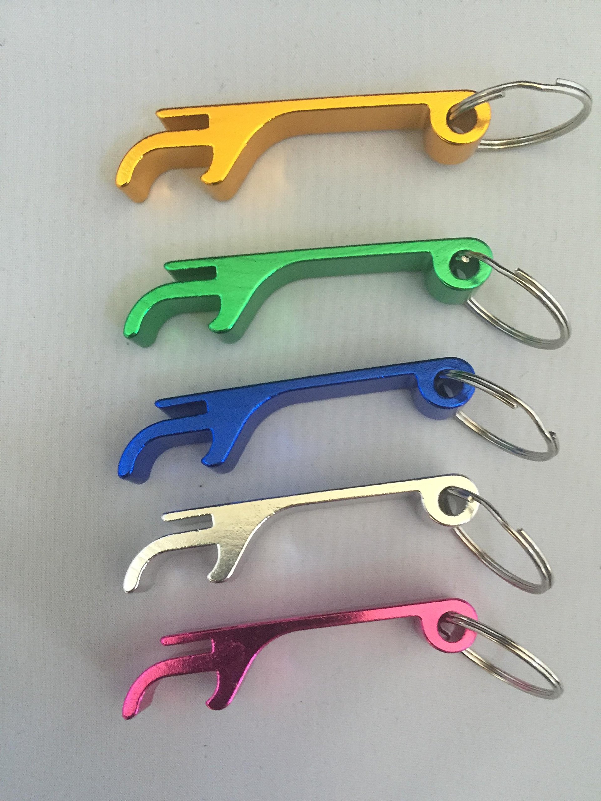 Set of 5 - JUSTMIKE'S MIXED COLORS/Multi Color Key Chain Beer Bottle Opener/Pocket Small Bar Claw Beverage Keychain Ring