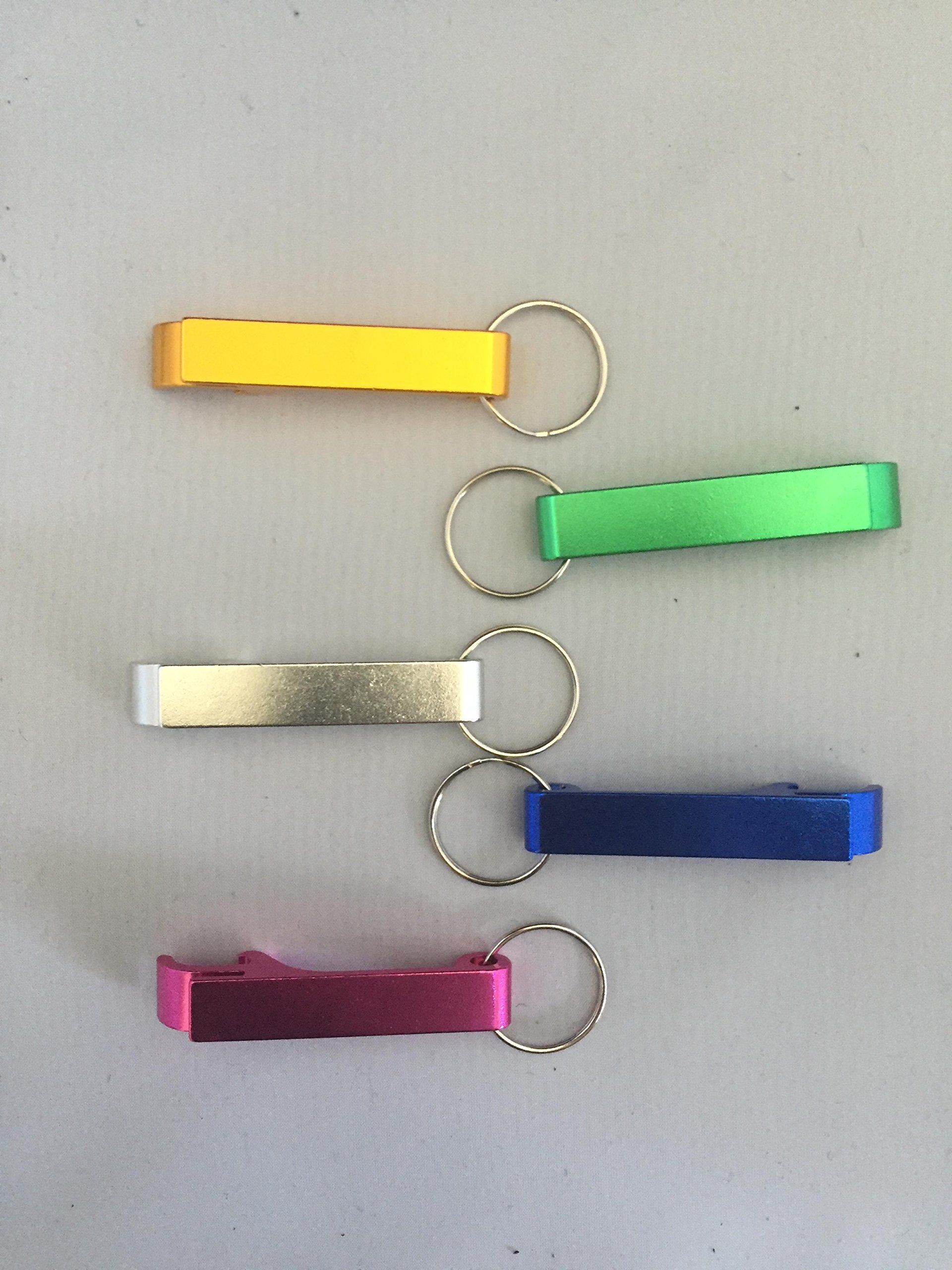 Set of 5 - JUSTMIKE'S MIXED COLORS/Multi Color Key Chain Beer Bottle Opener/Pocket Small Bar Claw Beverage Keychain Ring