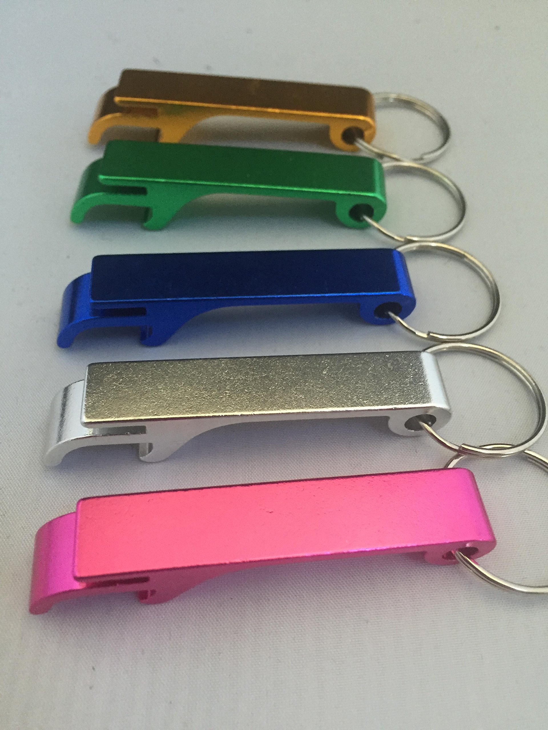 Set of 5 - JUSTMIKE'S MIXED COLORS/Multi Color Key Chain Beer Bottle Opener/Pocket Small Bar Claw Beverage Keychain Ring