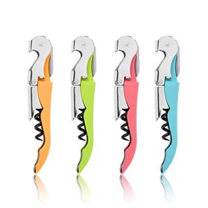 true truetap soft touch double hinged waiter’s corkscrew, stainless steel wine key with foil cutter, multicolor