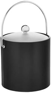 kraftware bartenders choice fun colors collection ice bucket 3-quart, black, double wall construction, keep ice perfectly chilled, hotel ice bucket, guest room bar area ice bucket, bale handle