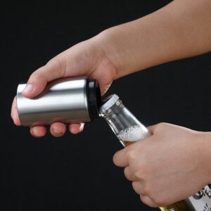 3 Pack Push Down Bottle Cap Opener by HQY, Silver (New Version)